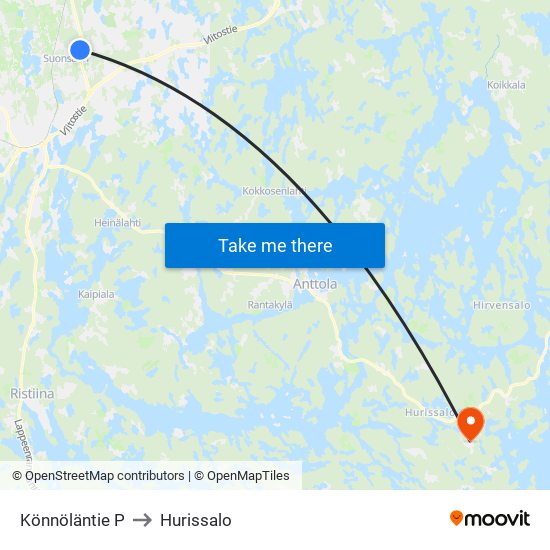 Könnöläntie  P to Hurissalo map