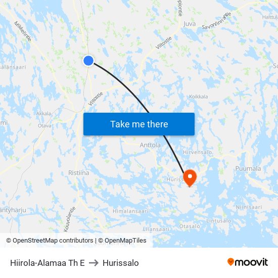 Hiirola-Alamaa Th  E to Hurissalo map