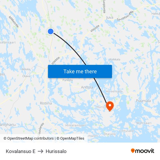 Kovalansuo  E to Hurissalo map