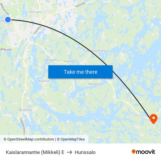 Kaislarannantie (Mikkeli)  E to Hurissalo map