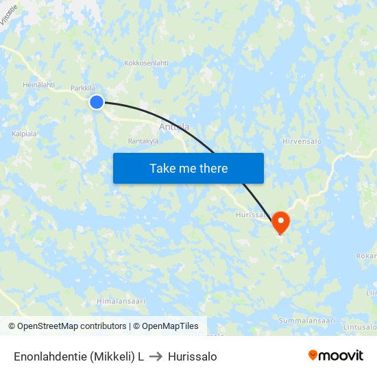 Enonlahdentie (Mikkeli)  L to Hurissalo map