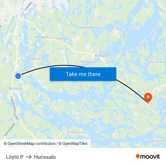 Löytö  P to Hurissalo map