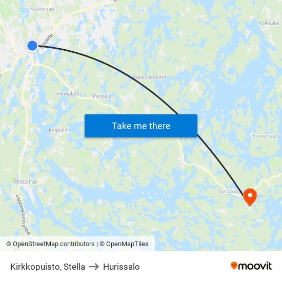 Kirkkopuisto, Stella to Hurissalo map