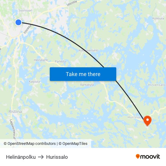 Helinänpolku to Hurissalo map