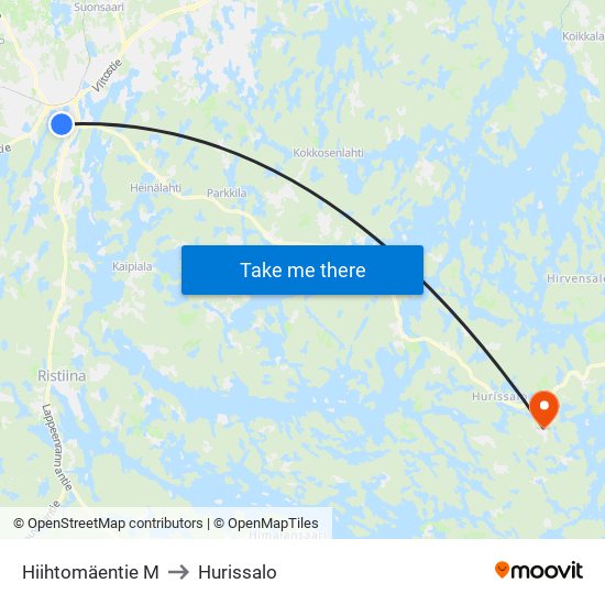 Hiihtomäentie M to Hurissalo map