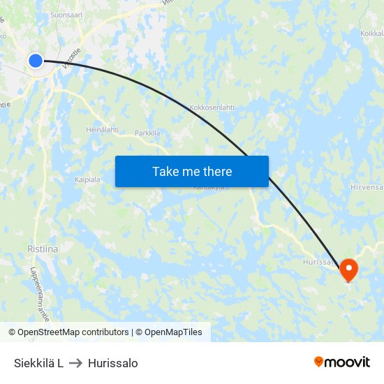 Siekkilä  L to Hurissalo map