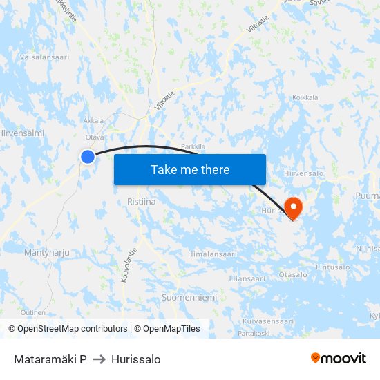 Mataramäki  P to Hurissalo map