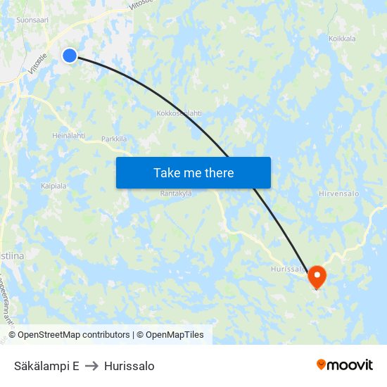 Säkälampi  E to Hurissalo map