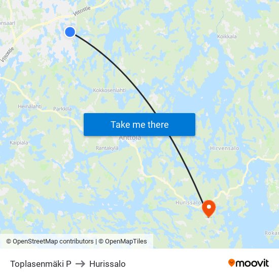 Toplasenmäki  P to Hurissalo map