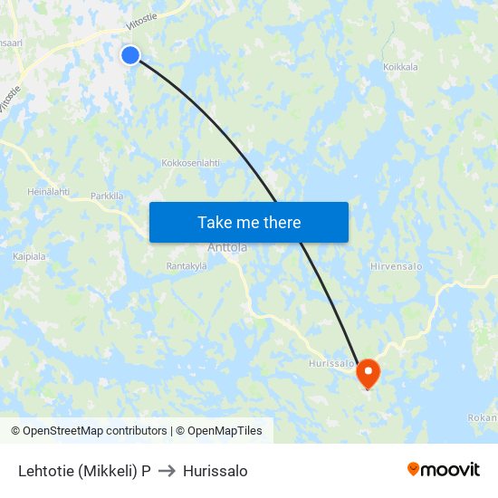 Lehtotie (Mikkeli)  P to Hurissalo map