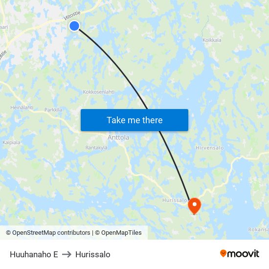 Huuhanaho  E to Hurissalo map