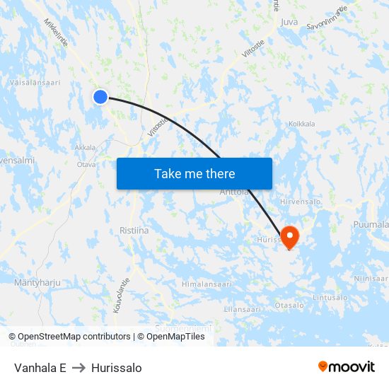 Vanhala  E to Hurissalo map