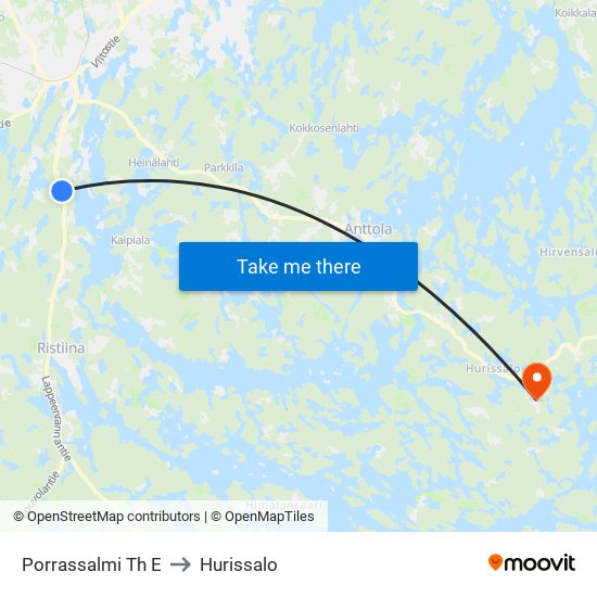 Porrassalmi Th  E to Hurissalo map