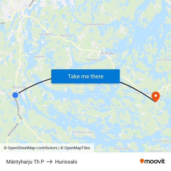 Mäntyharju Th  P to Hurissalo map