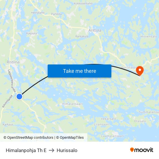 Himalanpohja Th  E to Hurissalo map