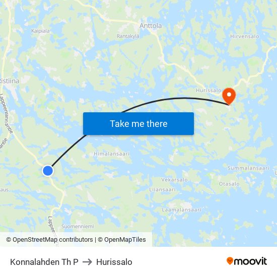 Konnalahden Th  P to Hurissalo map