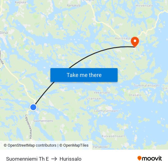 Suomenniemi Th  E to Hurissalo map