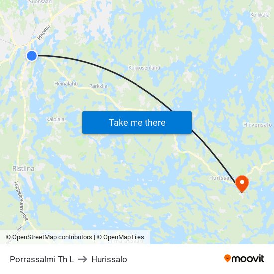 Porrassalmi Th  L to Hurissalo map