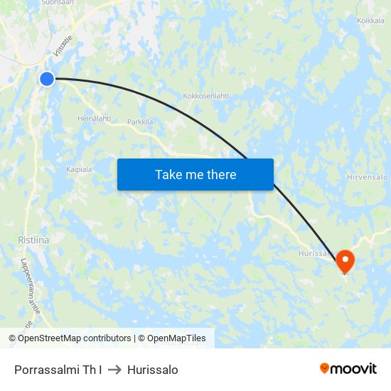 Porrassalmi Th  I to Hurissalo map