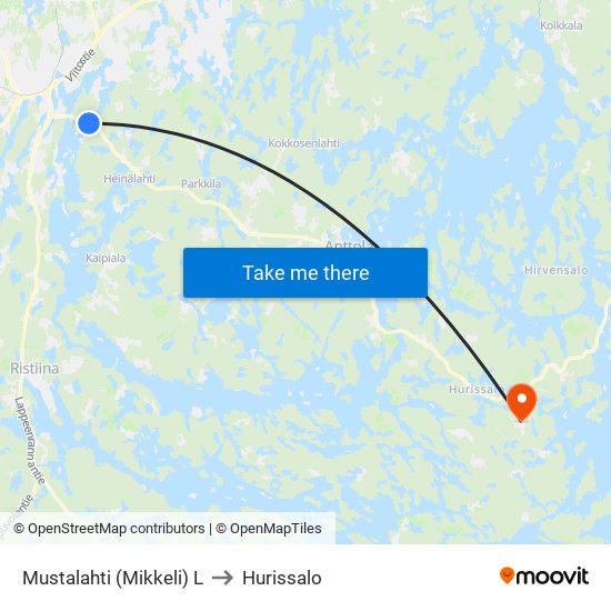 Mustalahti (Mikkeli)  L to Hurissalo map