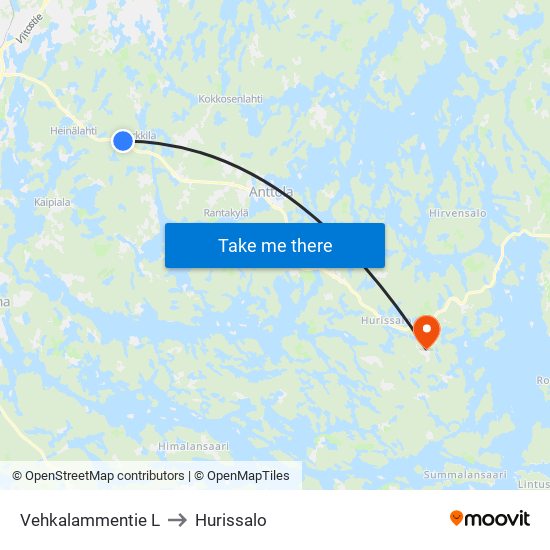Vehkalammentie  L to Hurissalo map