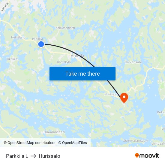 Parkkila  L to Hurissalo map