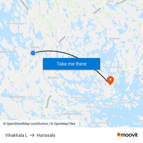 Vihakkala  L to Hurissalo map