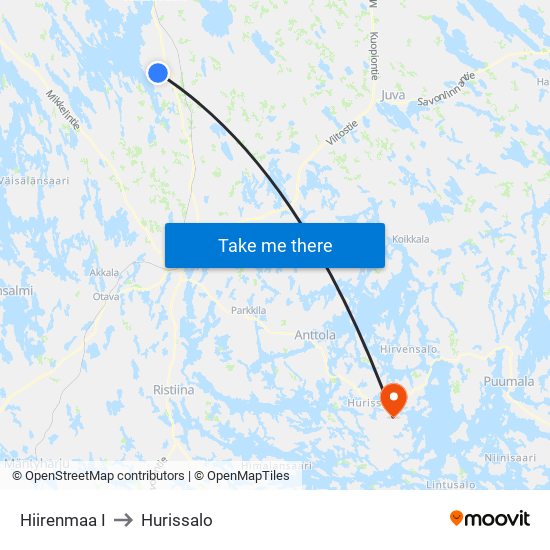 Hiirenmaa I to Hurissalo map