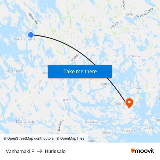 Vanhamäki P to Hurissalo map