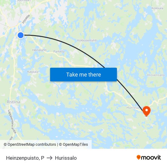 Heinzenpuisto, P to Hurissalo map