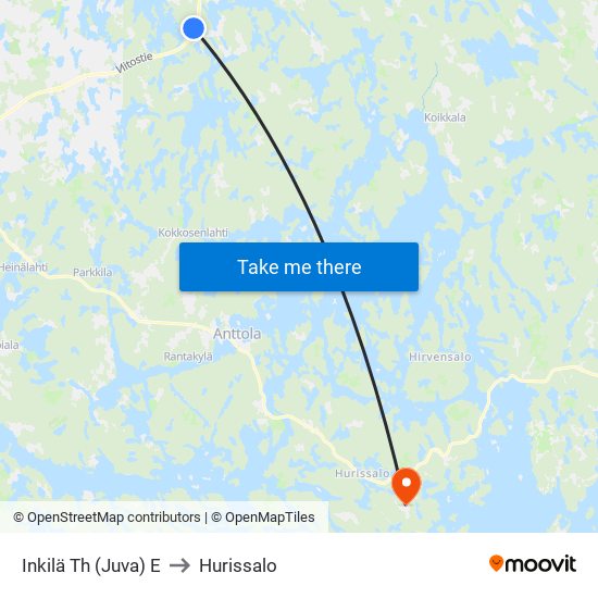 Inkilä Th (Juva)  E to Hurissalo map