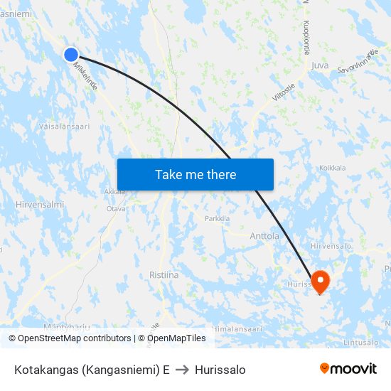 Kotakangas (Kangasniemi)  E to Hurissalo map