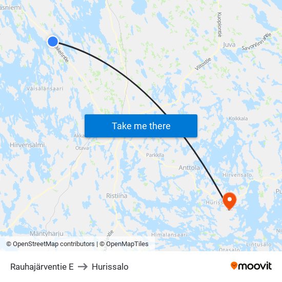 Rauhajärventie  E to Hurissalo map