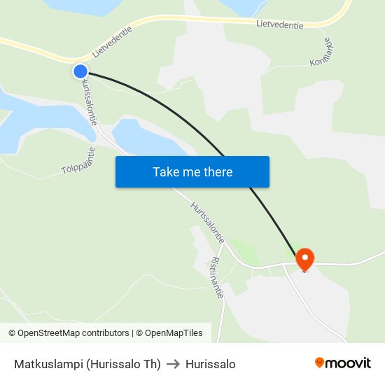 Matkuslampi (Hurissalo Th) to Hurissalo map