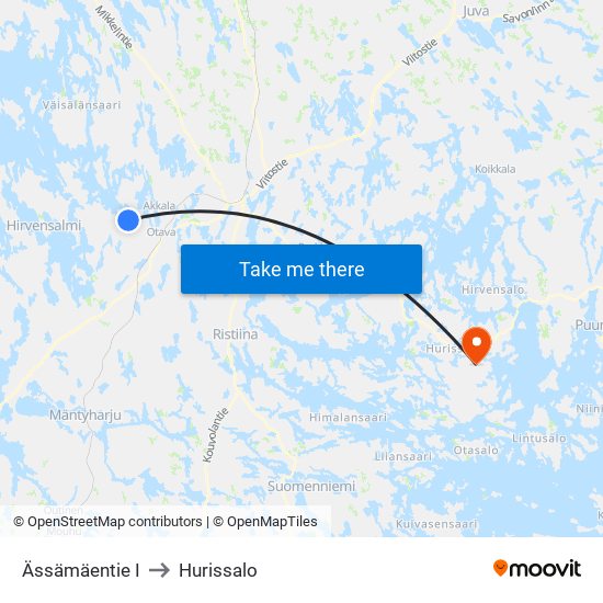 Ässämäentie I to Hurissalo map