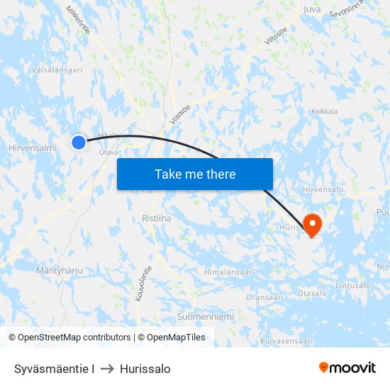 Syväsmäentie I to Hurissalo map