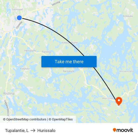 Tupalantie, L to Hurissalo map