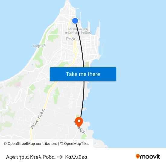 Αφετηρια Κτελ Ροδα to Καλλιθέα map