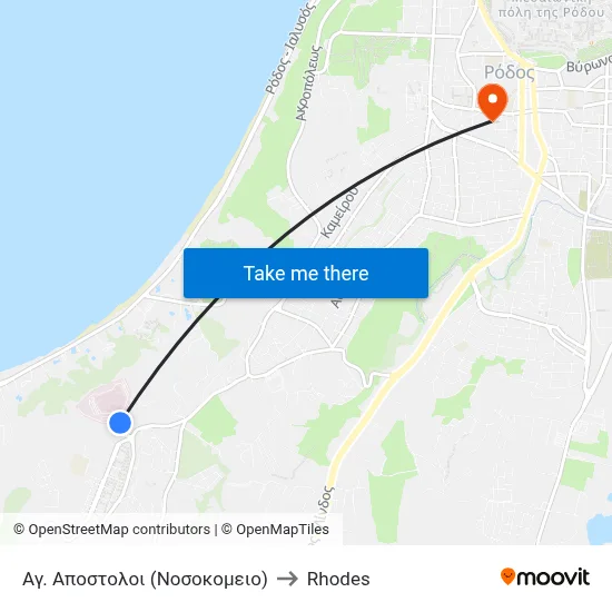 Αγ. Αποστολοι (Νοσοκομειο) to Rhodes map