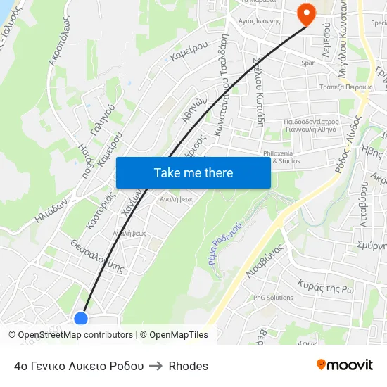 4ο Γενικο Λυκειο Ροδου to Rhodes map