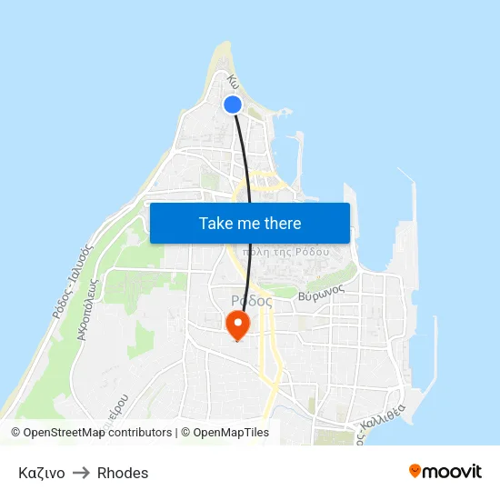 Casino to Rhodes map