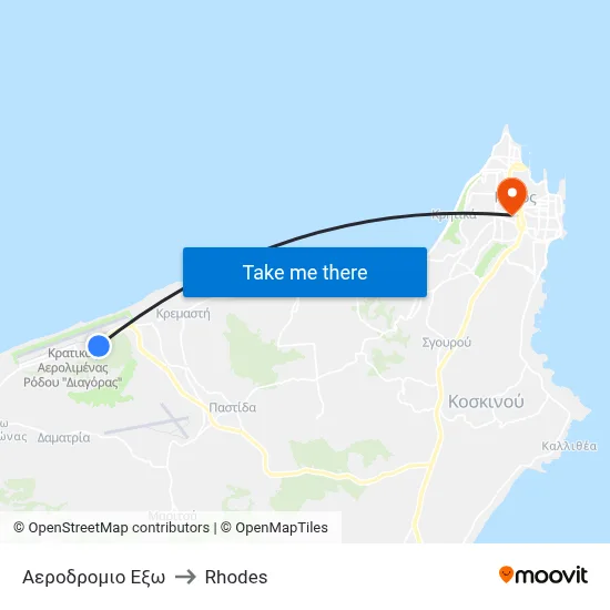 Airport External to Rhodes map