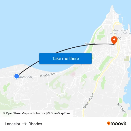 Lancelot to Rhodes map
