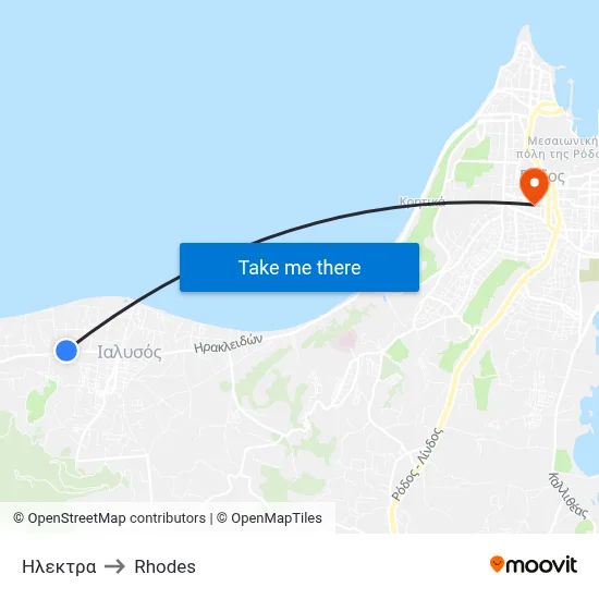 Elektra to Rhodes map