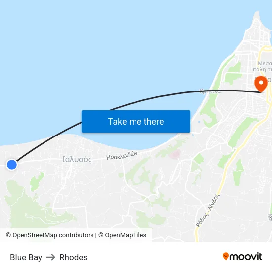 Blue Bay to Rhodes map
