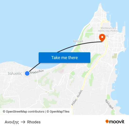 Anixis to Rhodes map