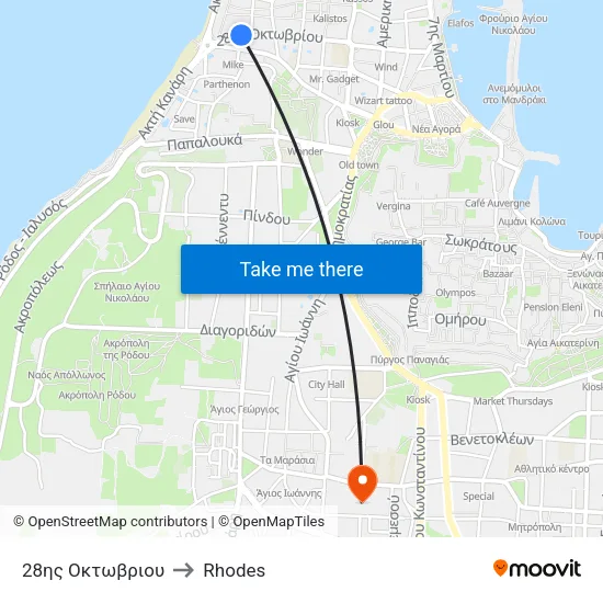 28th October Street to Rhodes map