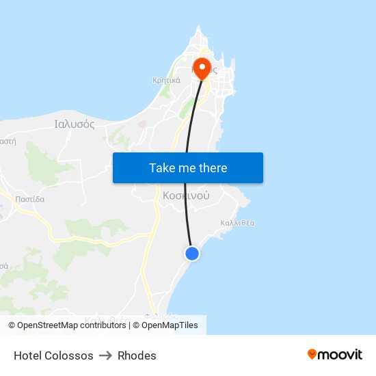 Hotel Colossos to Rhodes map