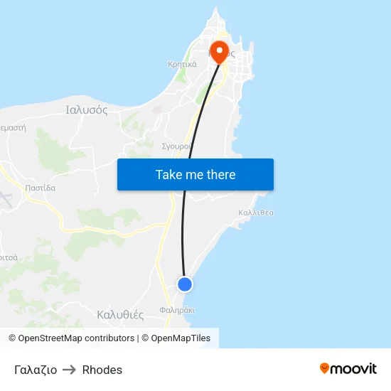 Galazio to Rhodes map