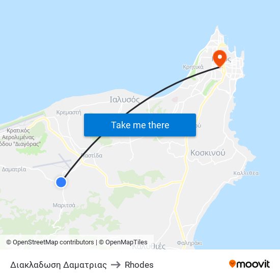 Διακλαδωση Δαματριας to Rhodes map